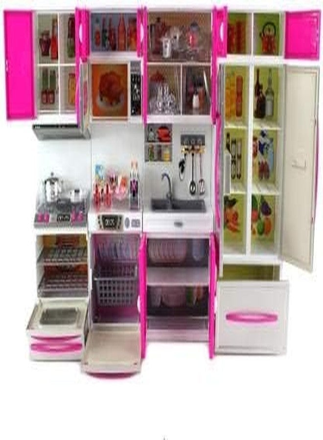 Mahi Enterprise Pretty Girl Dream House Kitchen Play Set - 4-Layer Modern Pretend Cooking Toy Set for Kids - Image 1